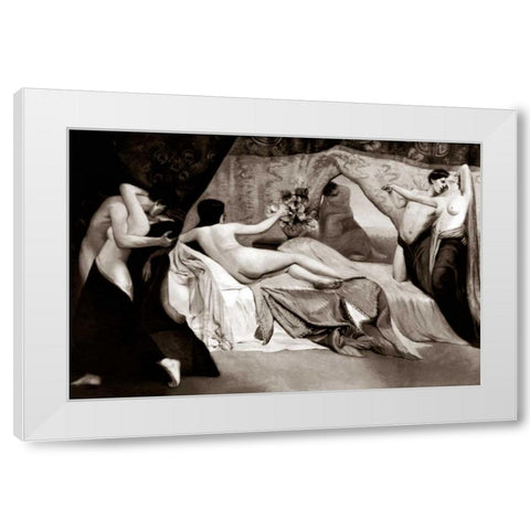 The Boudoir White Modern Wood Framed Art Print by Vintage Nudes