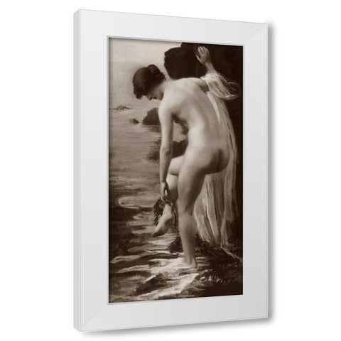 Salt Water Bath White Modern Wood Framed Art Print by Vintage Nudes