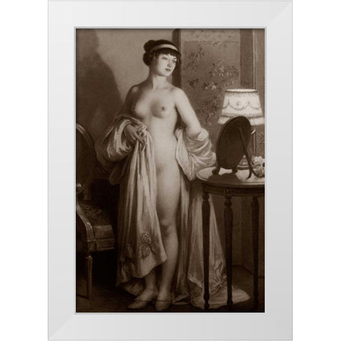 Le Miroir White Modern Wood Framed Art Print by Vintage Nudes