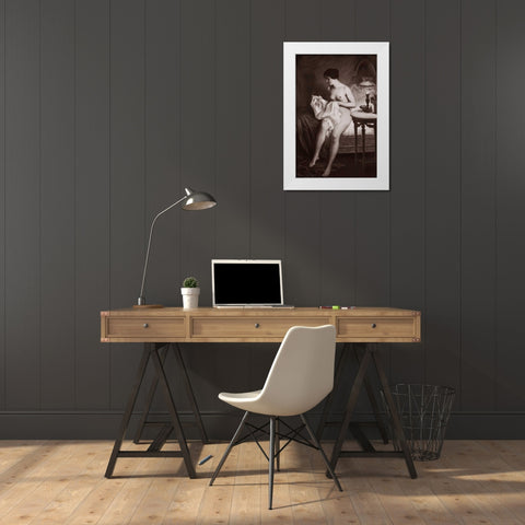 Au Coucher White Modern Wood Framed Art Print by Vintage Nudes