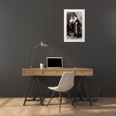 Satisfaction White Modern Wood Framed Art Print by Vintage Nudes