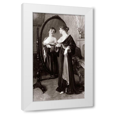 Satisfaction White Modern Wood Framed Art Print by Vintage Nudes