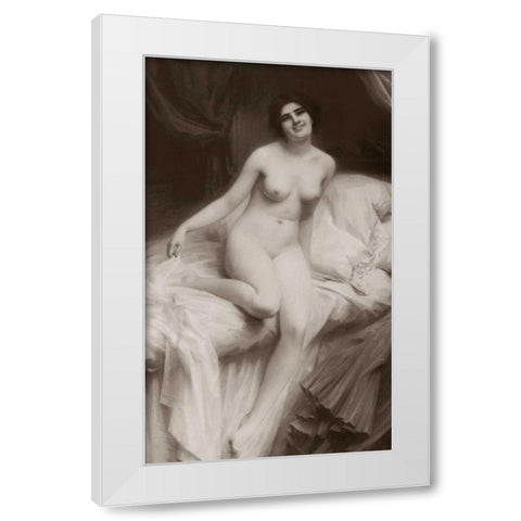 The Awakening White Modern Wood Framed Art Print by Vintage Nudes