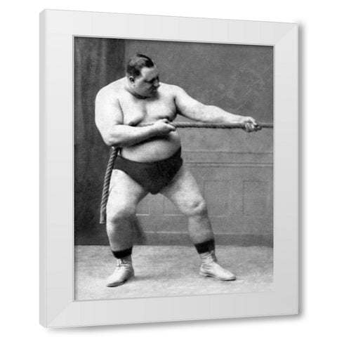 Tug of War Flex White Modern Wood Framed Art Print by Vintage Muscle Men