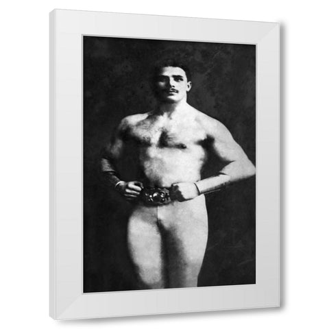 Bodybuilder in Tights White Modern Wood Framed Art Print by Vintage Muscle Men