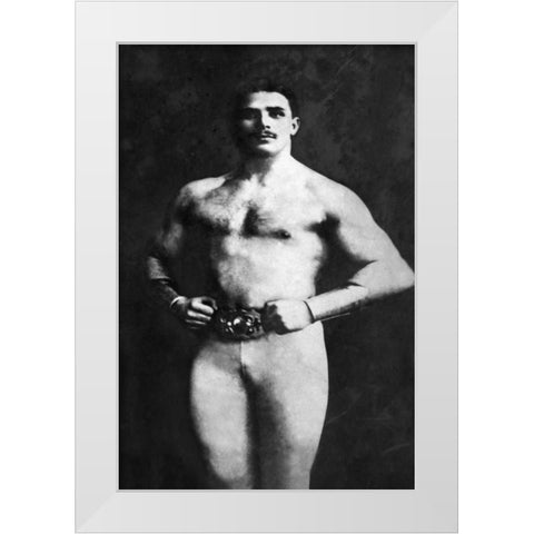 Bodybuilder in Tights White Modern Wood Framed Art Print by Vintage Muscle Men