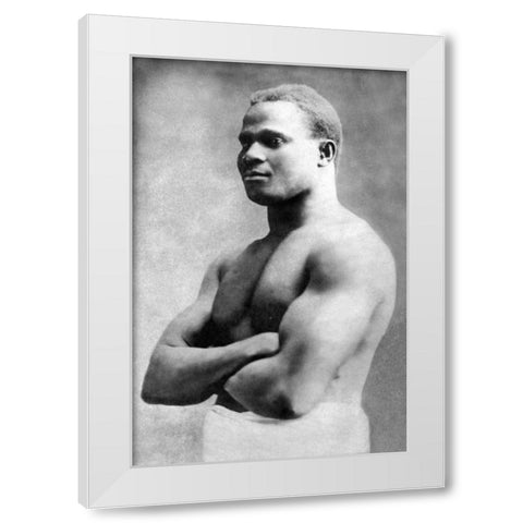 Russian with Arms Folded White Modern Wood Framed Art Print by Vintage Muscle Men