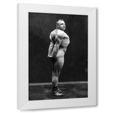 Profile of Arm, Shoulder, and Upper Back Flex White Modern Wood Framed Art Print by Vintage Muscle Men