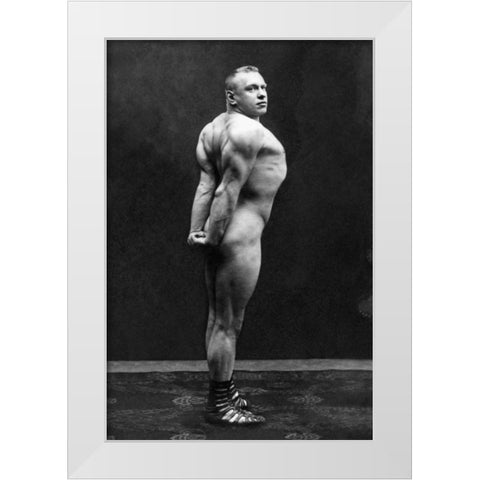 Profile of Arm, Shoulder, and Upper Back Flex White Modern Wood Framed Art Print by Vintage Muscle Men