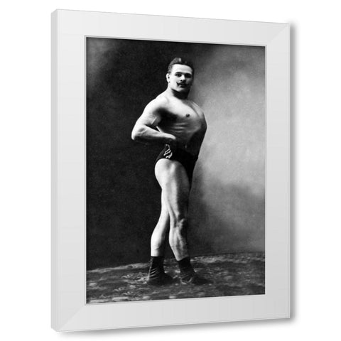 Bodybuilders Shadowed Front and Right Profile White Modern Wood Framed Art Print by Vintage Muscle Men