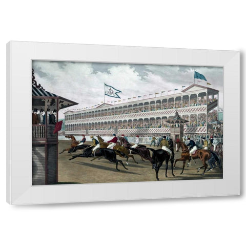 The False Start, Jerome Park, N.Y. White Modern Wood Framed Art Print by Robertson, Wm. C.