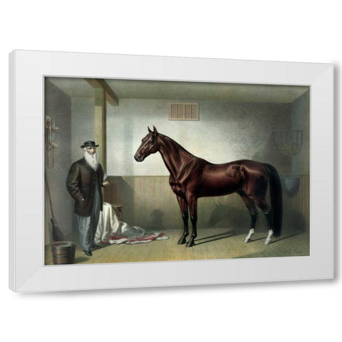 Rysdyks Hambletonian White Modern Wood Framed Art Print by Currier and Ives