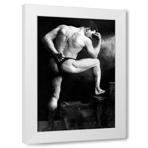 Russian Wrestler White Modern Wood Framed Art Print by Vintage Wrestler