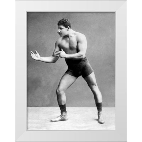 Wrestling Ready Stance White Modern Wood Framed Art Print by Vintage Wrestler