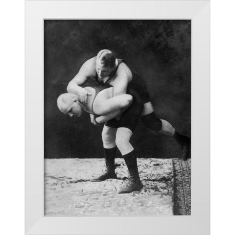 Trap and Roll Takedown White Modern Wood Framed Art Print by Vintage Wrestler
