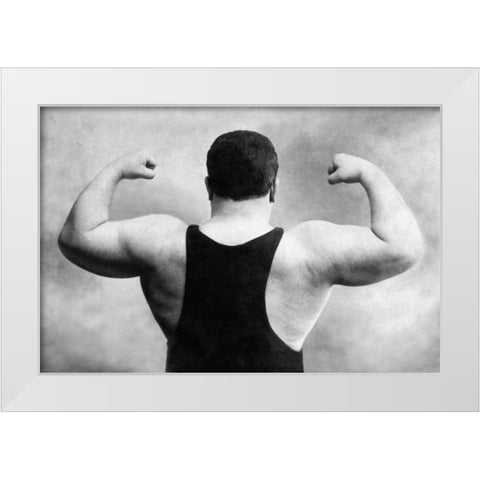 Russian Wrestlers Back and Shoulders White Modern Wood Framed Art Print by Vintage Wrestler