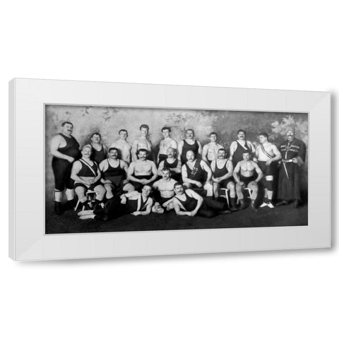 Russian Wrestling Team White Modern Wood Framed Art Print by Vintage Wrestler