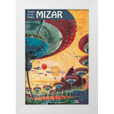 Retrosci-fi: Storeis of the Stars - Floating Colonies of Mizar White Modern Wood Framed Art Print by Paul, Frank R.