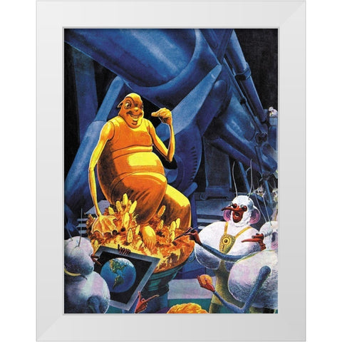 As Mars Sees Us White Modern Wood Framed Art Print by Retrosci-fi