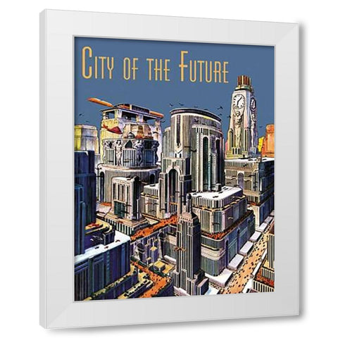 Retrosci-fi: City of the Future White Modern Wood Framed Art Print by Paul, Frank R.