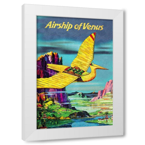 Airship of Venus White Modern Wood Framed Art Print by Retrosci-fi