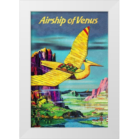 Airship of Venus White Modern Wood Framed Art Print by Retrosci-fi