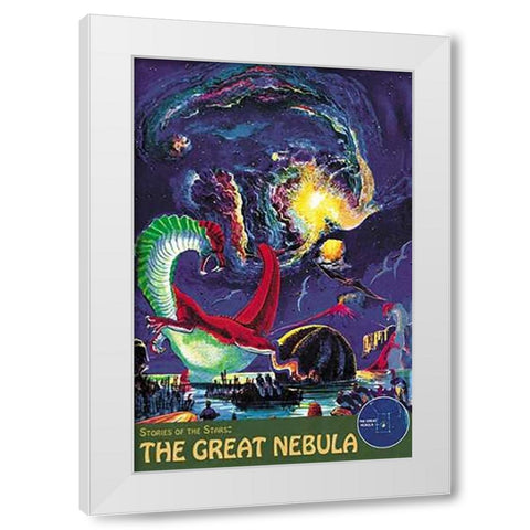 Retrosci-fi: Stories of the Stars - The Great Nebula White Modern Wood Framed Art Print by Paul, Frank R.