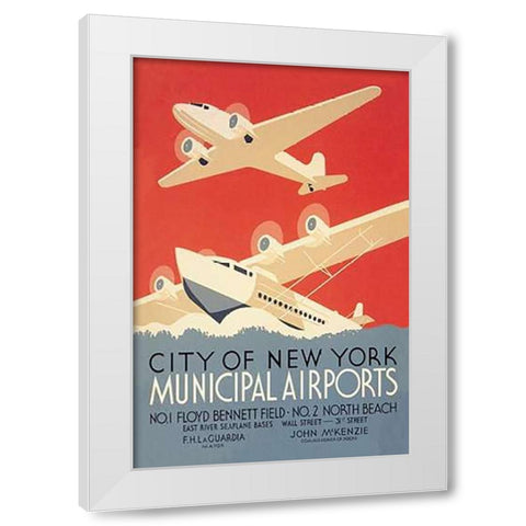 City of New York Municipal Airports (WPA) White Modern Wood Framed Art Print by Herzog, Harry