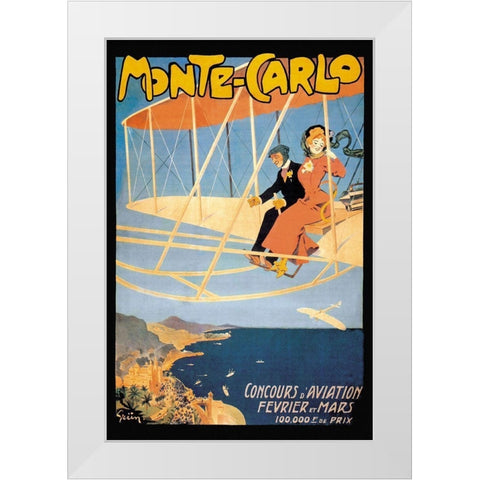 Monte Carlo Concours dAviation White Modern Wood Framed Art Print by Grun, Jules Alexandre