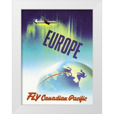 Europe - Fly Canadian Pacific White Modern Wood Framed Art Print by Ewart, P.