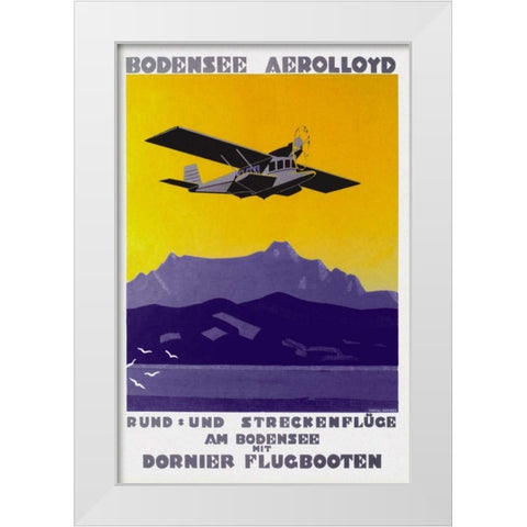 Bodensee Aerolloyd Flying Boat Tours White Modern Wood Framed Art Print by Dornier, Marcel