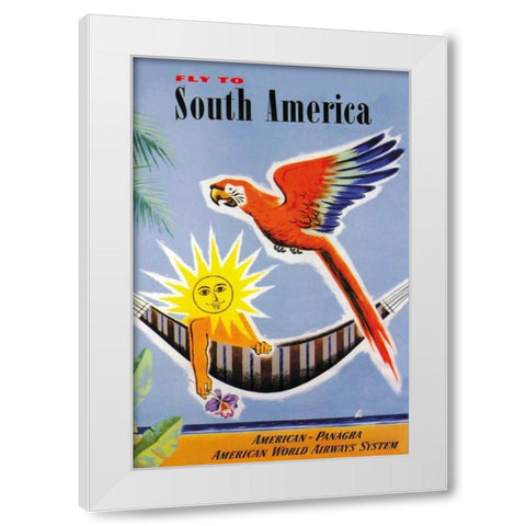 Fly to South America White Modern Wood Framed Art Print by Dubois, Jean