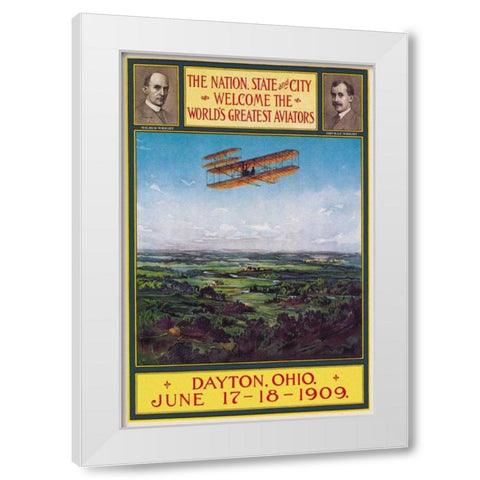 Dayton, Ohio Welcomes the Wright Brothers White Modern Wood Framed Art Print by Walker Litho