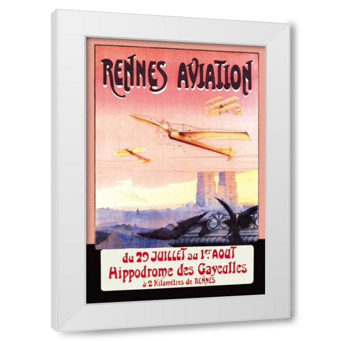 Rennes Aviation White Modern Wood Framed Art Print by Boursier, F.