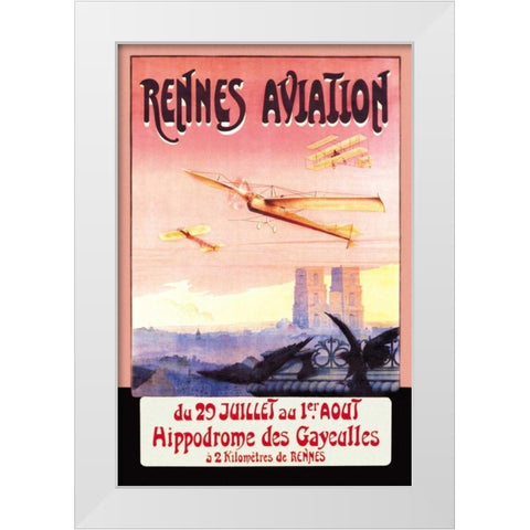 Rennes Aviation White Modern Wood Framed Art Print by Boursier, F.
