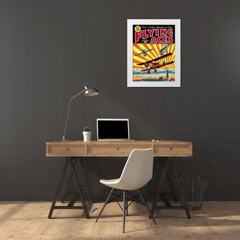 Flying Aces over the Rising Sun White Modern Wood Framed Art Print by Mayshark, C. B