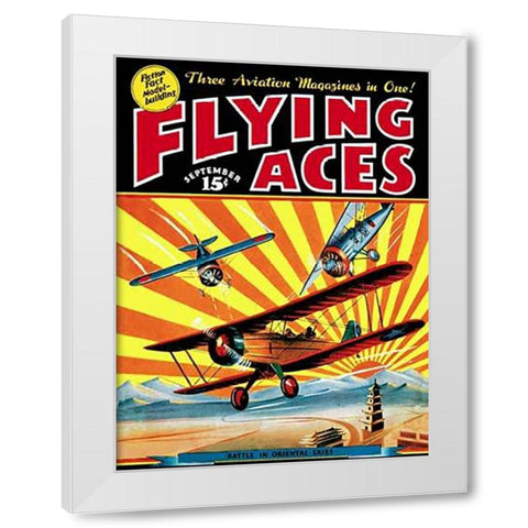 Flying Aces over the Rising Sun White Modern Wood Framed Art Print by Mayshark, C. B