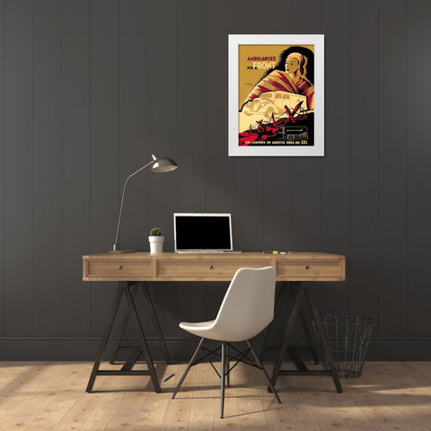 Ambulancies per al Front White Modern Wood Framed Art Print by Fortsere