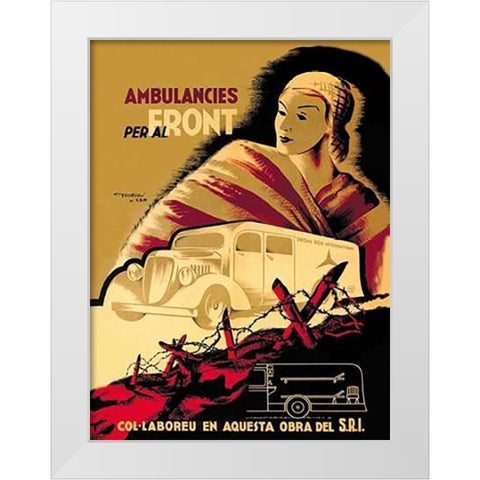 Ambulancies per al Front White Modern Wood Framed Art Print by Fortsere