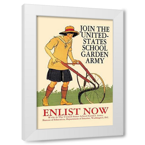 Join the United States School Garden Army White Modern Wood Framed Art Print by Penfield, Edward