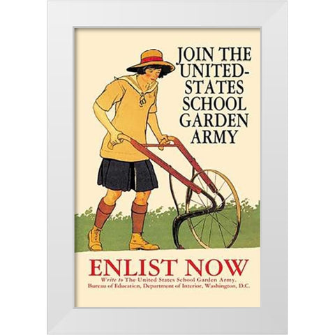 Join the United States School Garden Army White Modern Wood Framed Art Print by Penfield, Edward