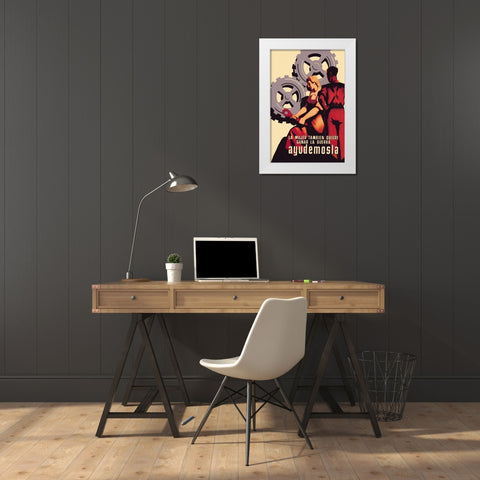 La Mujer Tambien Quiere Ganar La Guerra Ayudemosla White Modern Wood Framed Art Print by Unknown