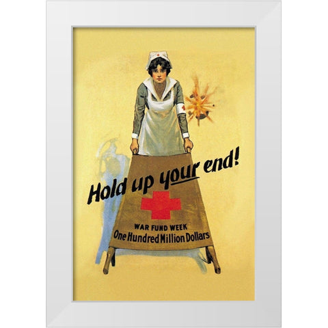 Hold Up Your End White Modern Wood Framed Art Print by King, W.B.