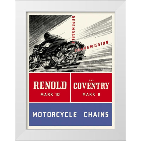 Reynold Mark 10 Motorcycle Chains White Modern Wood Framed Art Print by Unknown