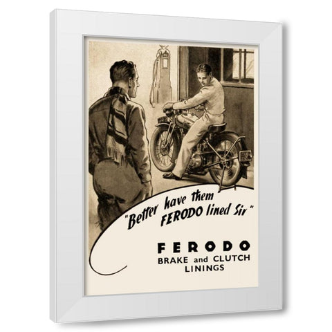 Ferodo Brake and Clutch Linings White Modern Wood Framed Art Print by Unknown