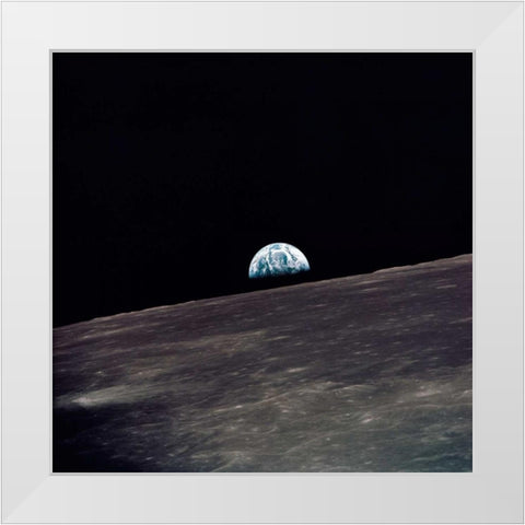 Earthrise, viewed from Apollo 10, 1969 White Modern Wood Framed Art Print by NASA