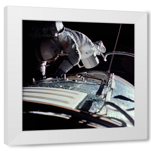 Extra Vehicular Activity, Apollo 17, 1972 White Modern Wood Framed Art Print by NASA