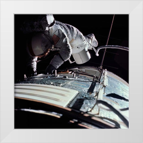 Extra Vehicular Activity, Apollo 17, 1972 White Modern Wood Framed Art Print by NASA