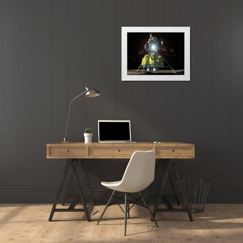 Launch of Lunar Surface Access Module (LSAM), Project Constellation White Modern Wood Framed Art Print by NASA