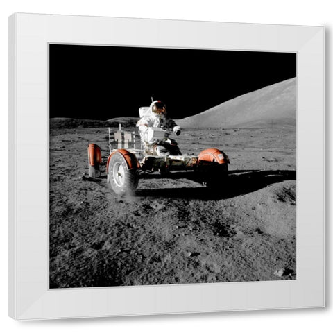 Lunar Roving Vehicle, Apollo 17, 1972 White Modern Wood Framed Art Print by NASA